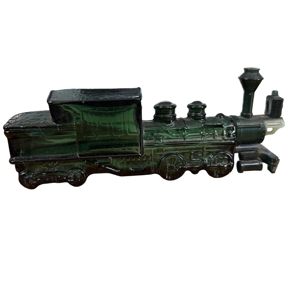 Avon Vintage 1876 Centennial Express Train Green Bottle Decanter Glass Empty
